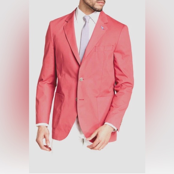 NWT Tailorbyrd Modern Fit 2 Button Cotton Blend Sportcoat in Coral Size 38R